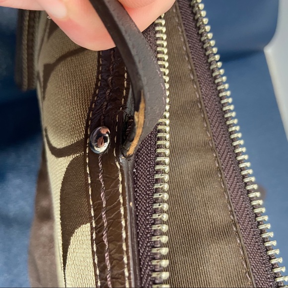 Coach Signature Stripe Patent Tote Handbag - Picture 7 of 8